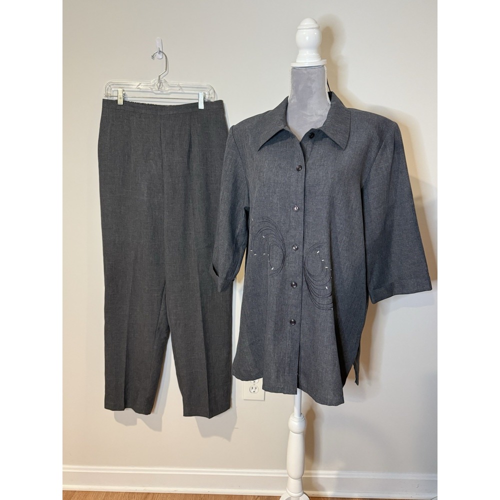 Pride & Joy Vintage 90s Gray Pantsuit Suit Set Business Casual Semi Formal 14W
